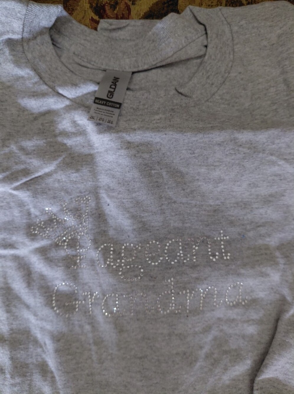 Gildan Light Gray Rhinestone Logo Tee